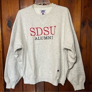 Pro Cotton Russell Athletic Men's Vintage SDSU Alumni White Large Sweatshirt